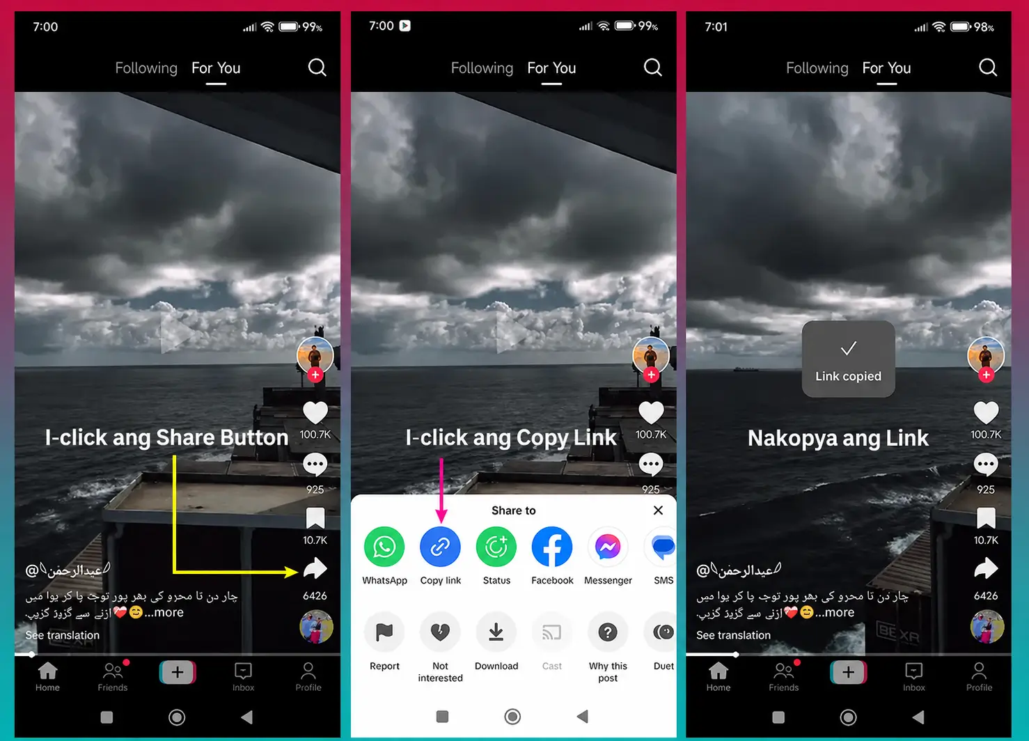 Hakbang 1: I-tap ang Share button sa TikTok Android app para kopyahin ang TikTok video link nang walang watermark