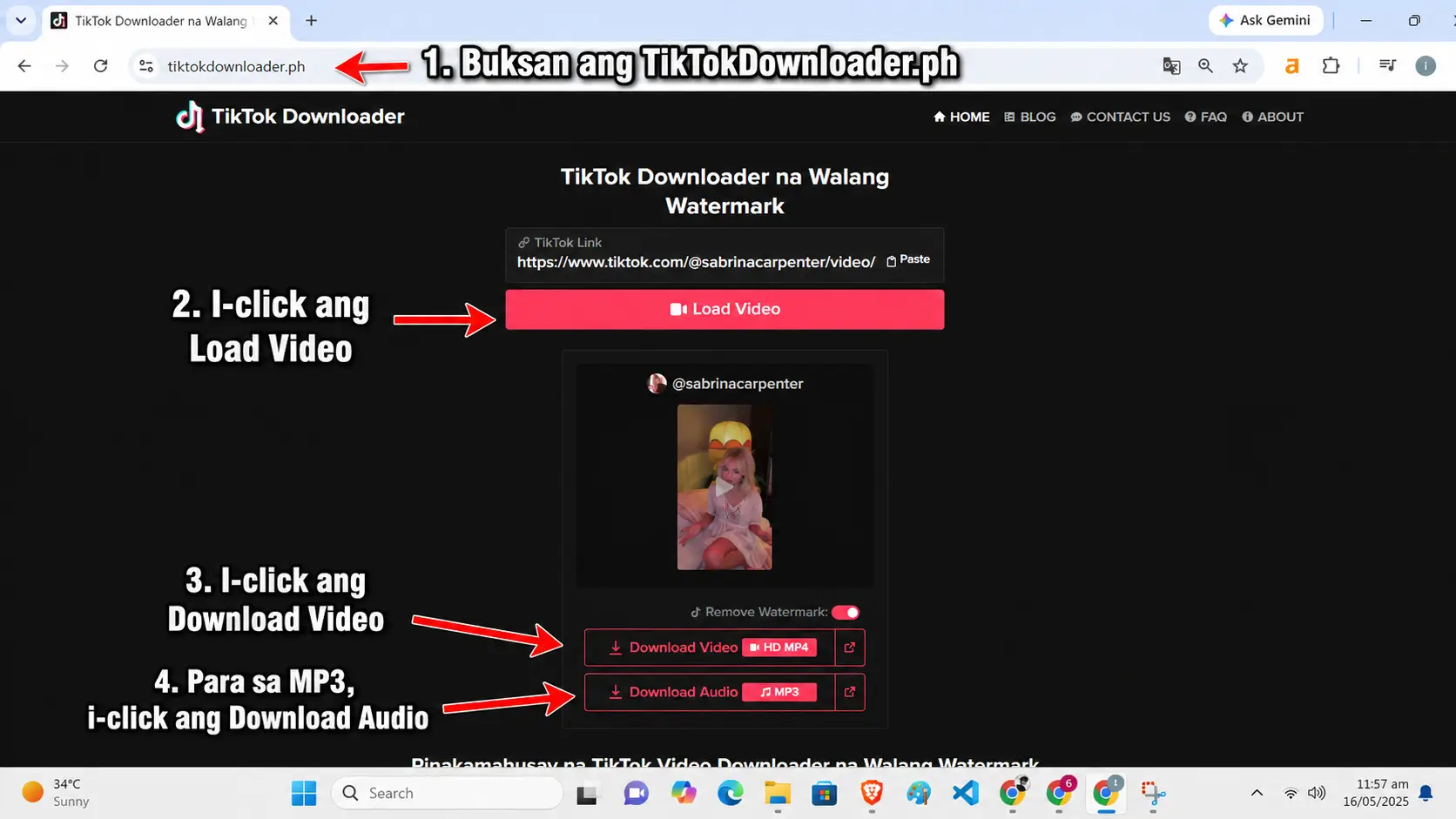 Hakbang 3: Piliin ang format (MP4/MP3) at i-download sa PC